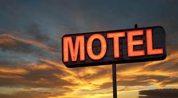 Motel sign sunset