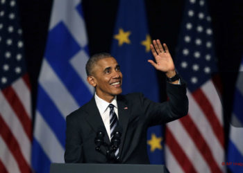 U.S. President Barack Obama waves to the crowd as he delivers a speech at the new opera of Athens on Wednesday, Nov. 16, 2016. The Greek Government has pinned its hopes on Obama persuading some of the financially stricken country's more reluctant international creditors to grant debt relief, as well as pressuring other European countries to share more of the burden of the continent's refugee crisis. (AP Photo/Thanassis Stavrakis)