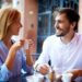 Portrait of affectionate couple having coffee in cafe