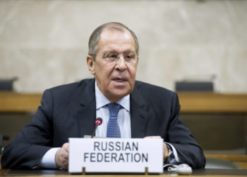 Russian Federation Minister of Foreign Affairs, Sergey Lavrov attends the Joint Statement on Syria of the Astana guarantors, Palais des Nations. 18 December 2018. UN Photo / Violaine Martin