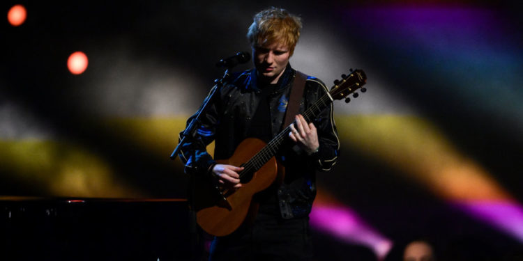 LONDON, ENGLAND - FEBRUARY 08: EDITORIAL USE ONLY Ed Sheeran performs during The BRIT Awards 2022 at The O2 Arena on February 08, 2022 in London, England. (Photo by Gareth Cattermole/Getty Images )