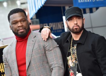 HOLLYWOOD, CALIFORNIA - JANUARY 30: Curtis "50 Cent" Jackson and Eminem attend the ceremony honoring Curtis "50 Cent" with a Star on the Hollywood Walk of Fame on January 30, 2020 in Hollywood, California. (Photo by Axelle/Bauer-Griffin/FilmMagic)