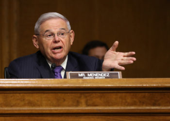 WASHINGTON, DC - AUGUST 04: Senate Foreign Relations Committee ranking member Sen. Robert Menendez (D-NJ) questions witnesses during a hearing about Venezuela in the Dirksen Senate Office Building on Capitol Hill August 04, 2020 in Washington, DC. Senators questioned State Department Special Representative for Venezuela Elliot Abrams and Hodges about the United States' continued support for interim president of Venezuela Juan Guaido, who said he and his coalition will not participate in the country's December parliamentary elections. (Photo by Chip Somodevilla/Getty Images)