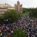 People attend a protest "Serbia against violence" in reaction to the two mass shootings in the same week, that have shaken the country, in Belgrade, Serbia, May 27, 2023. REUTERS/Marko Djurica