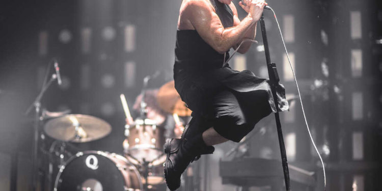 Nine Inch Nails frontman Trent Reznor, performing live at the 2013 Mt. Oasis festival.