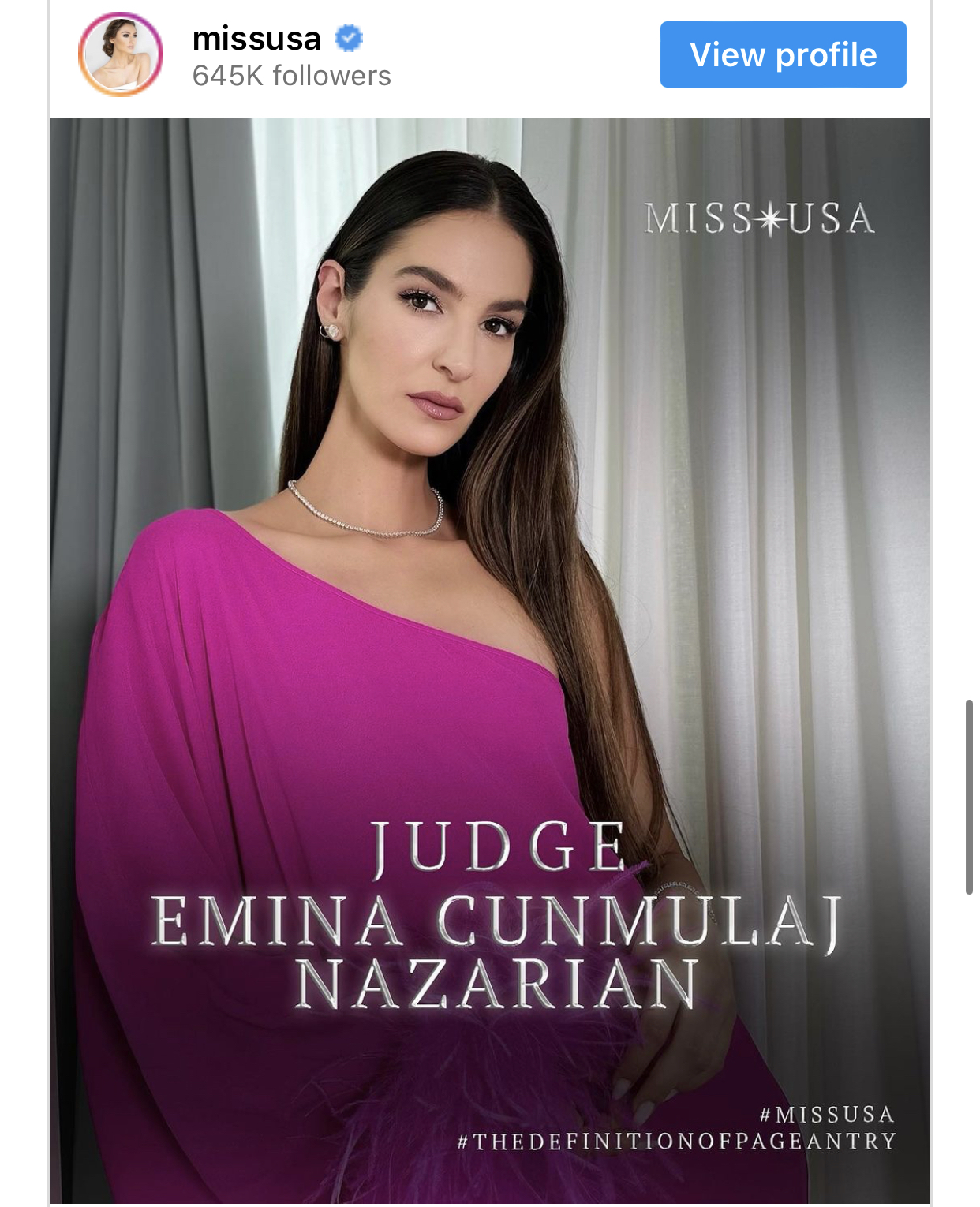 Emina Cunmulaj anëtare e jurisë në “Miss USA 2023”
