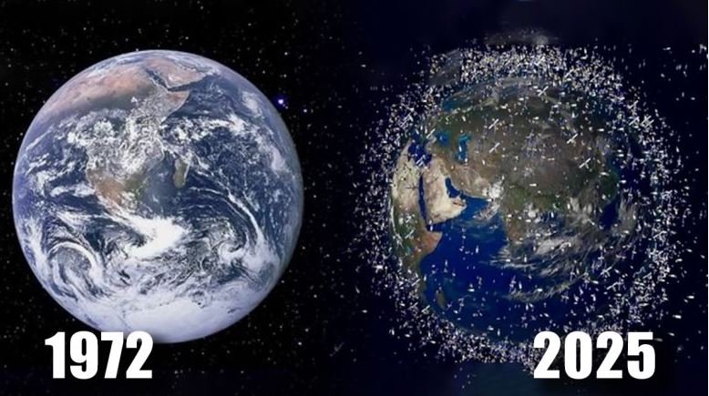 Imazhi spektakolar  Toka e fotografuar nga hapësira para dhe pas 53 vitesh  10 mijë satelitë që orbitojnë dhe një rrezik