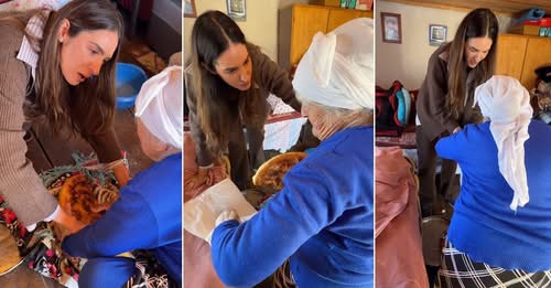 Prekëse  Zonja e moshuar ia falë bukën që kishte përgatitur për vete Emina Çunmulajt  pas vizitës që modelja i bëri në shtëpi