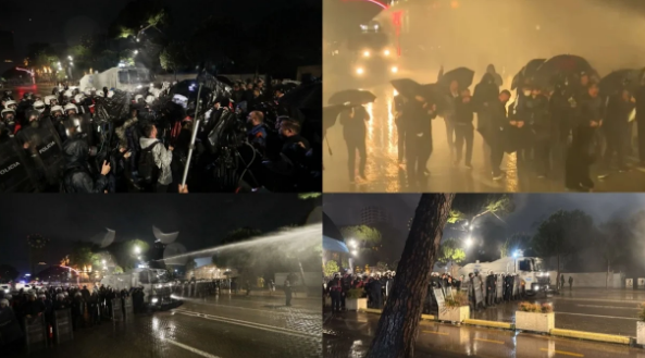 Tensione në protestën e opozitës në Tiranë  përplasje me molotov dhe ujë