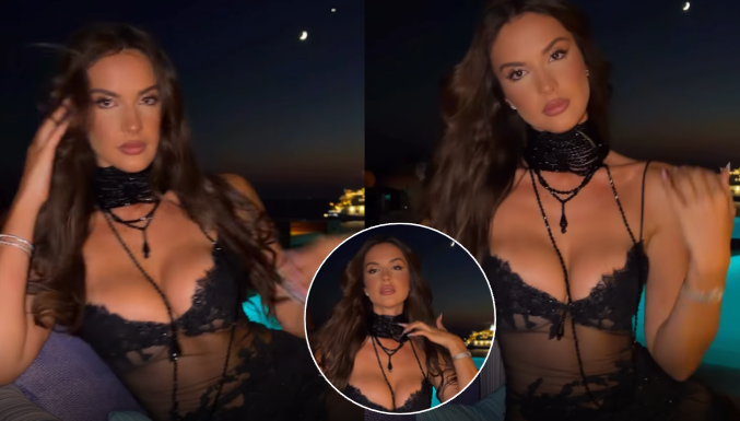 Oriola Marashi ndez rrjetin  shfaqet me fustan të zi transparent