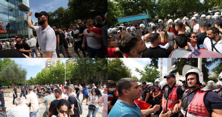 Protestuesit përplasen me policinë te Parlamenti  3 efektivë të plagosur  8 të arrestuar